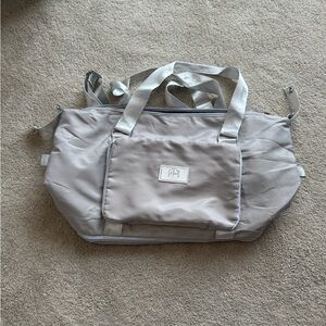 Gray Duffel Bag Gym Bag with Silver Straps